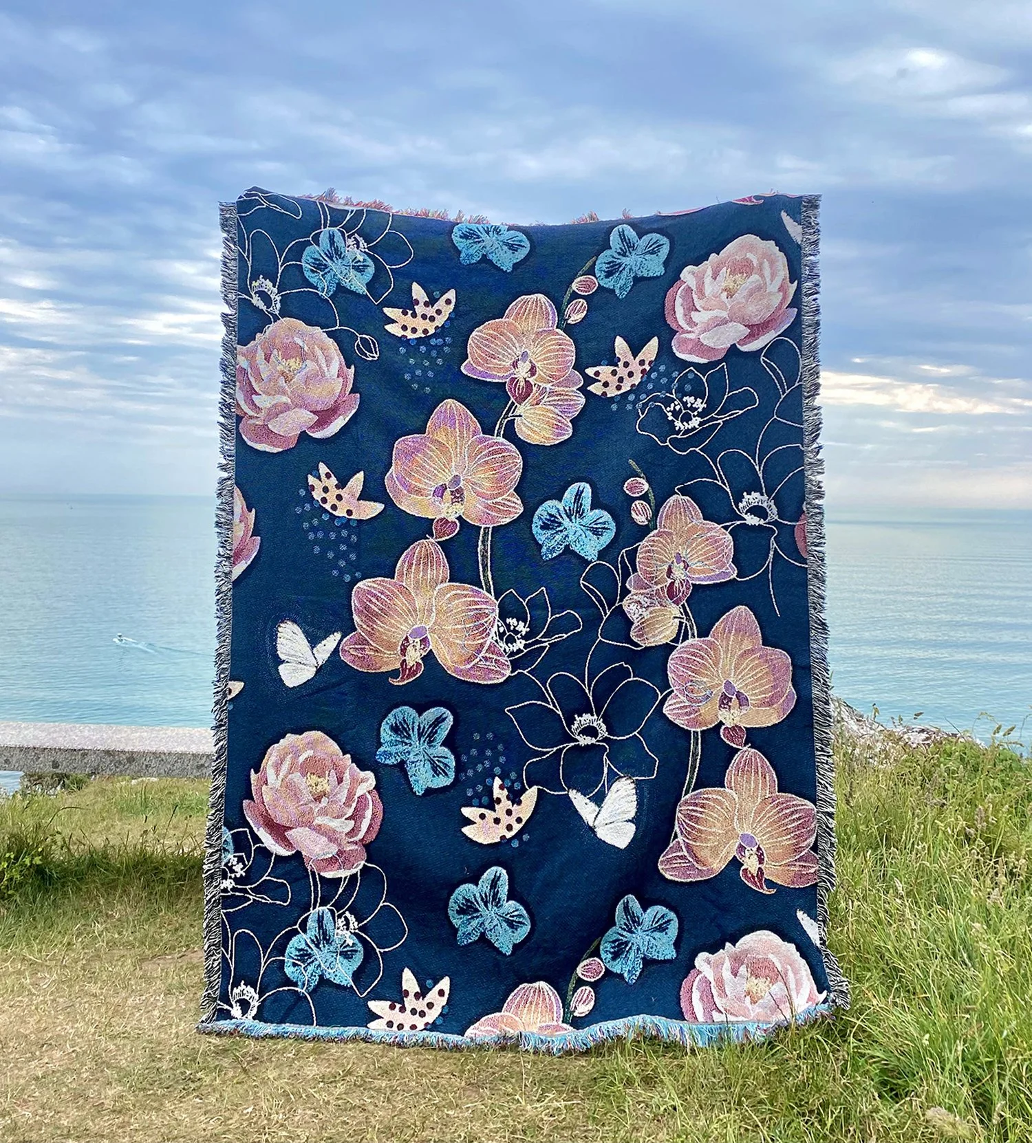 Cotton Woven Throw - Peony and Orchid — Amanda West | Vibrant